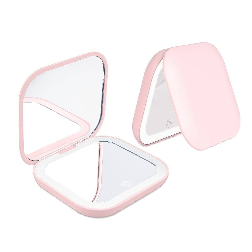 Cute Animal LED Makeup Mirror Foldable Double-Sided 3 Brightness Settings – USB Rechargeable, for Makeup, Travel and Everyday