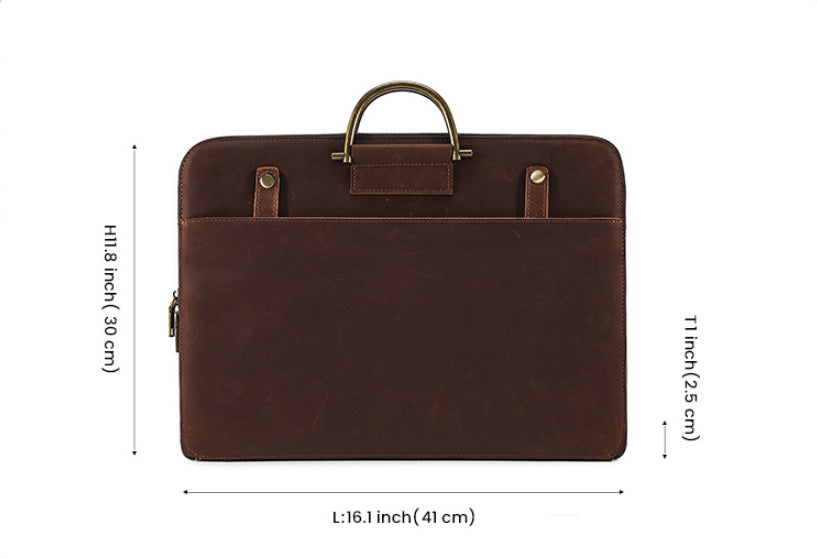 Crazy Horse Leather Men's Business Handbag Genuine Leather Computer Bag