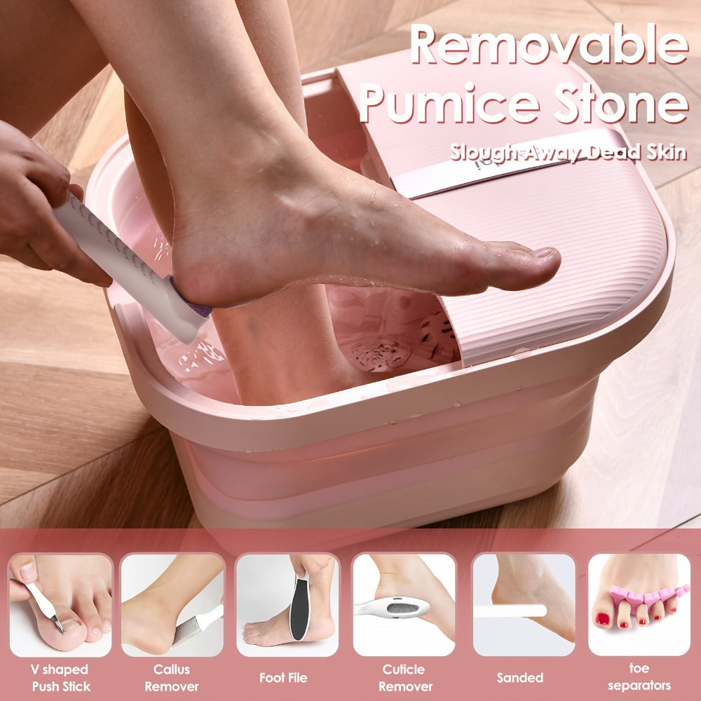 Collapsible Foot Bath Spa Massager with Heat Bubble Jets Massage Rollers LED Light Foldable Pedicure Foot — image 3