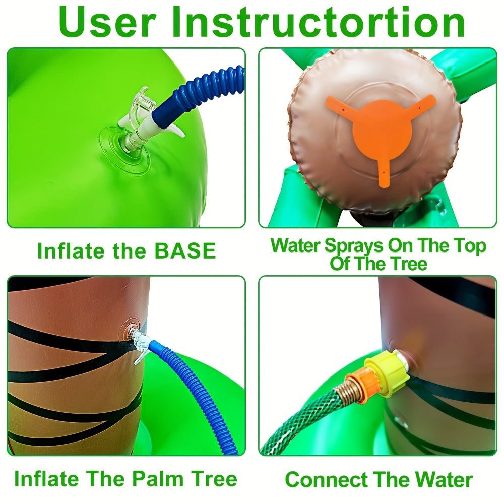 61-Inch Inflatable Palm Tree Sprinkler with 360-Degree Water Spray, Hose Connector and Mixed Tropical Colors — image 7