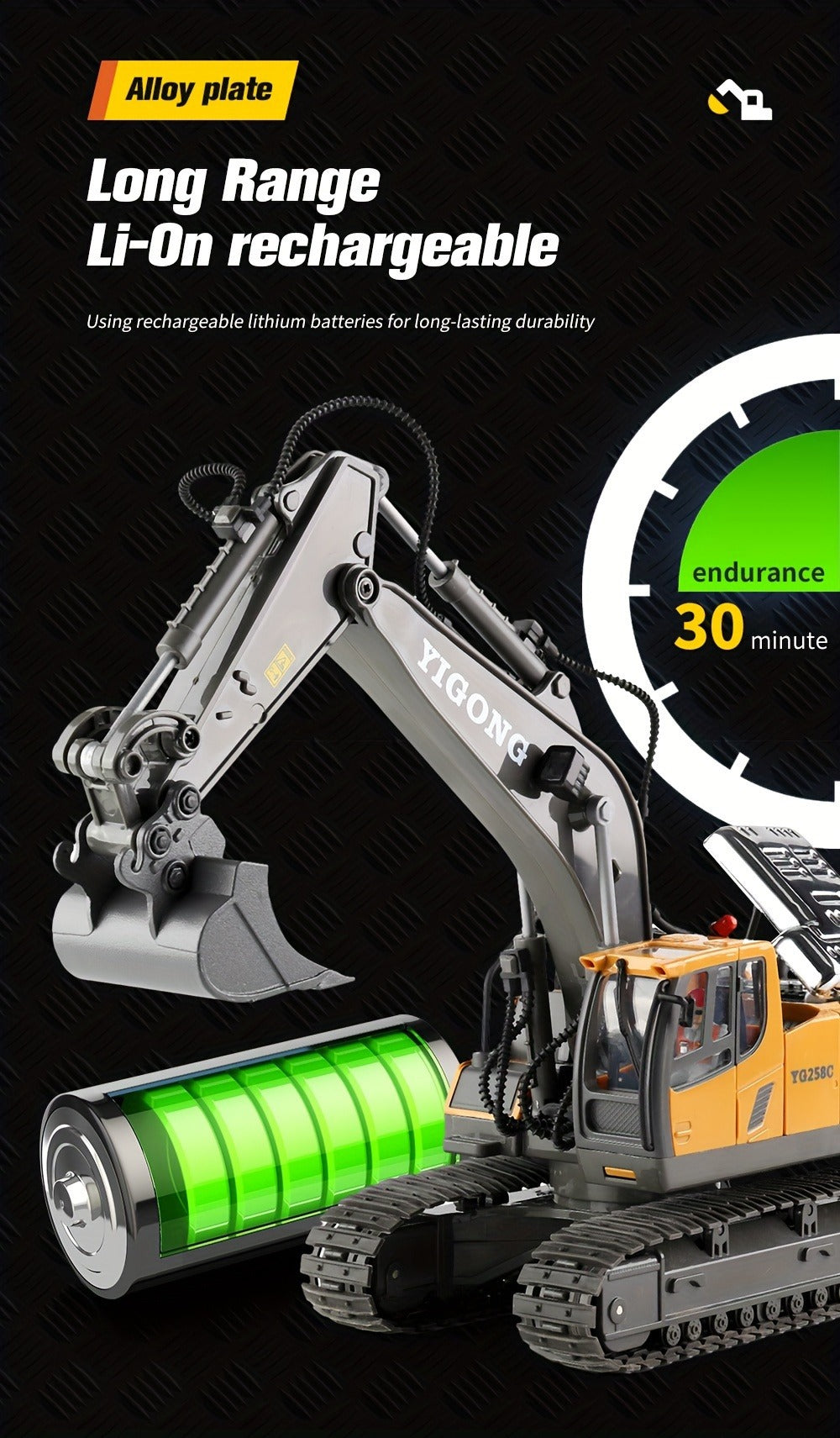 RC Bulldozer 1:24 Scale Alloy with 680° Rotation & Working Arm, 2.4GHz Remote Control Construction Vehicle for Kids — image 1
