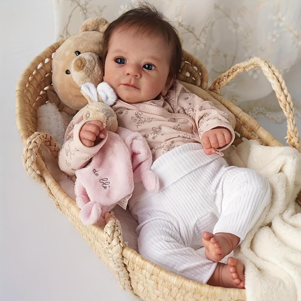 Reborn Doll, 19-Inch Full Silicone-Vinyl Figure with Poseable Limbs, Hand-Tied Hair and Accessory Set — image 4