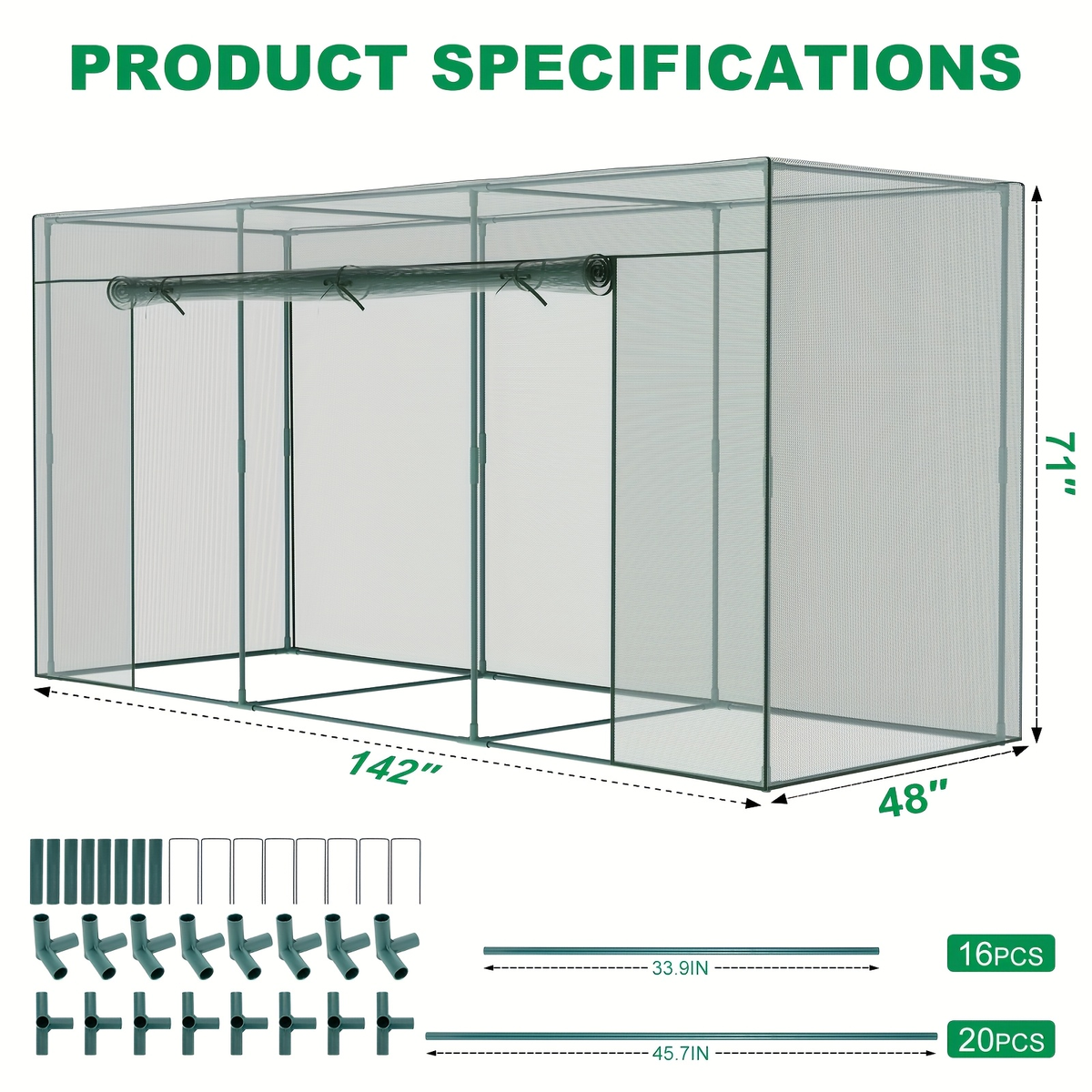 Plant Protection Tent Crop Cage with Zippered Door & Square Frame, Raised Garden Bed Cover Wind-Resistant for Outdoor Vegetab