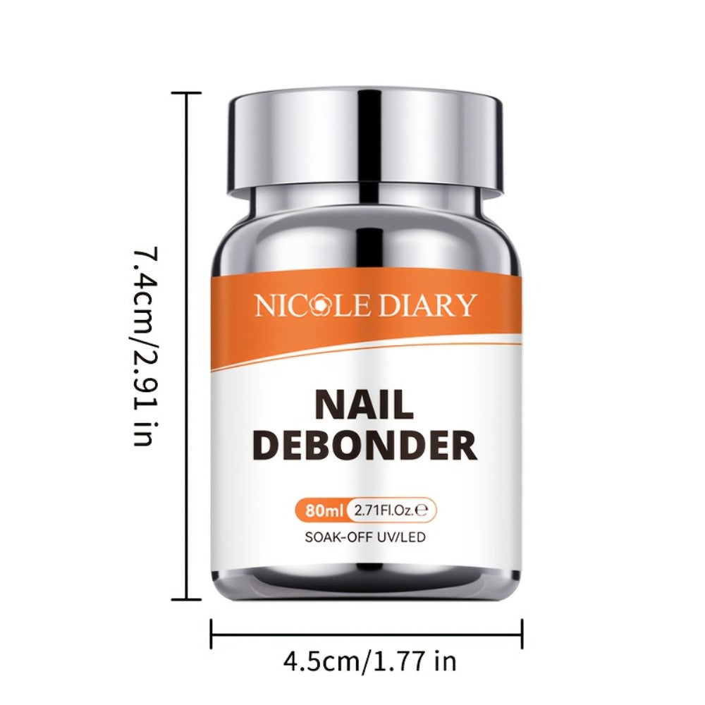 Press On Nail Debonder Remover 80ml – Fast 3-5 Second Soak-Off Liquid for False Tips, Rhinestone Glue Remover, No Damage Easy
