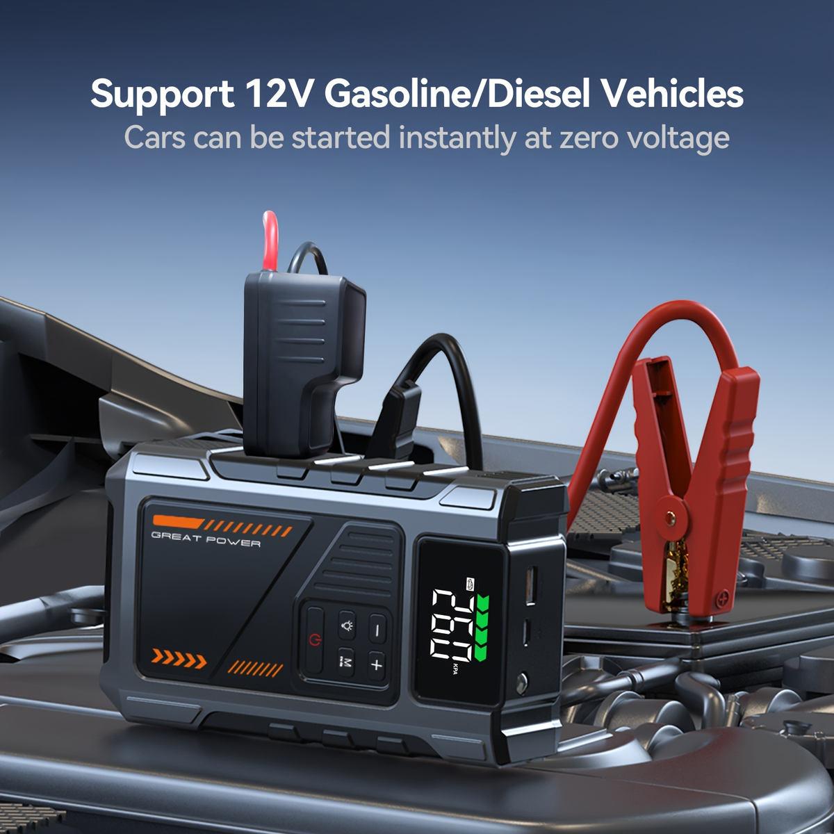 Jump Starter with Air Compressor 5000A Peak 150PSI Tire Inflator 5-in-1 Portable Car Battery Jump Pack for Garden, Patio and 