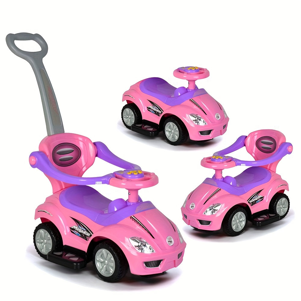 3-in-1 Toddler Push Ride & Walker Car, Baby Ride-On Toy with Guardrail, Music & Under-Seat Storage for Ages 18-36 Months — im