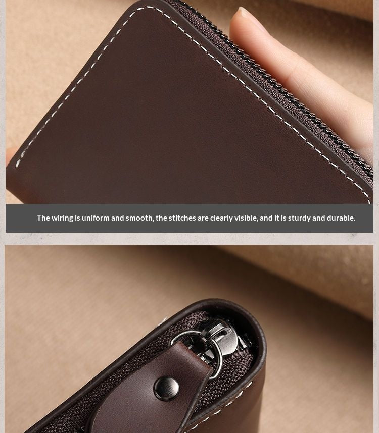 Slim Leather Men's Wallet Large Capacity Multi-Card Organizer Ultra-Thin