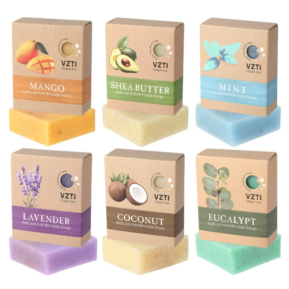 VZTI Handmade Bar Soap Set with Three-Piece Scent Trios or 122g Six-Bar Assortment in Six Scents — image 1