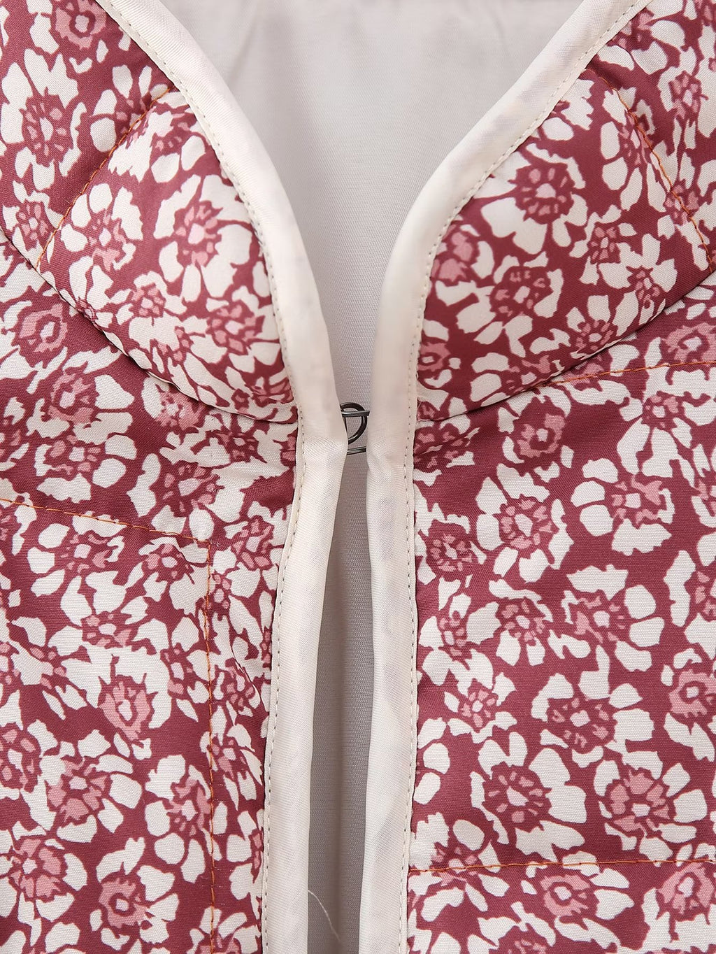 Plus Size Stand Collar Quilted Floral Cotton Coat Jacket Women