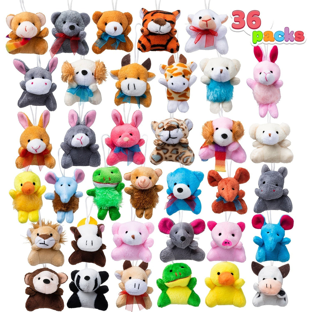 36 Pack Mini Stuffed Animals Bulk, 3 Inch Animal Plush Toys with Keychain 36 Unique Designs — image 10