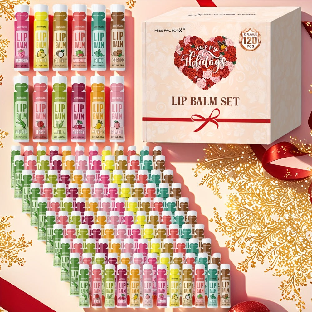 Lip Balm 120-Piece Bulk Set with 12 Flavors, Glossy Twist-Up Tubes and Divided Gift Box Packaging — image 2