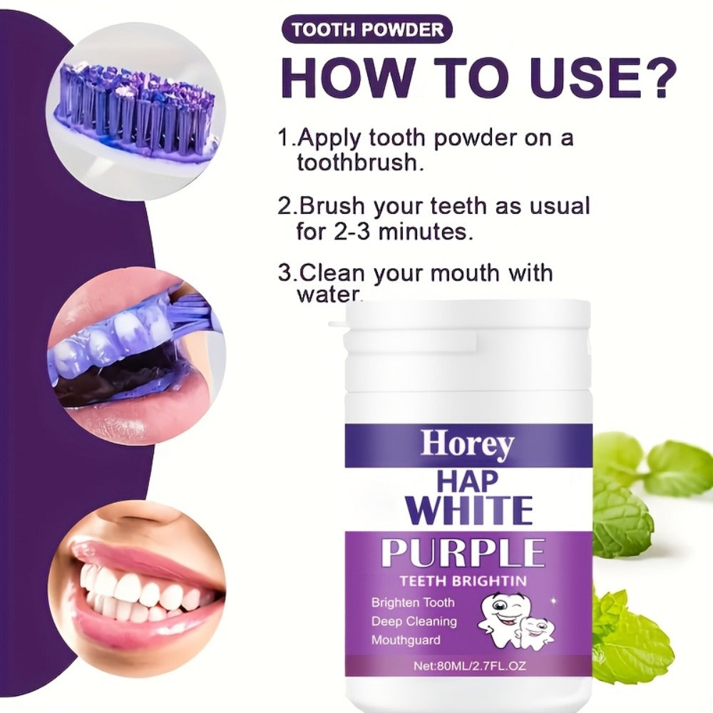Purple Teeth Whitening Powder for Sensitive Teeth, BPA-Free Alcohol-Free Tooth Polishing Powder Deep Cleans — image 9
