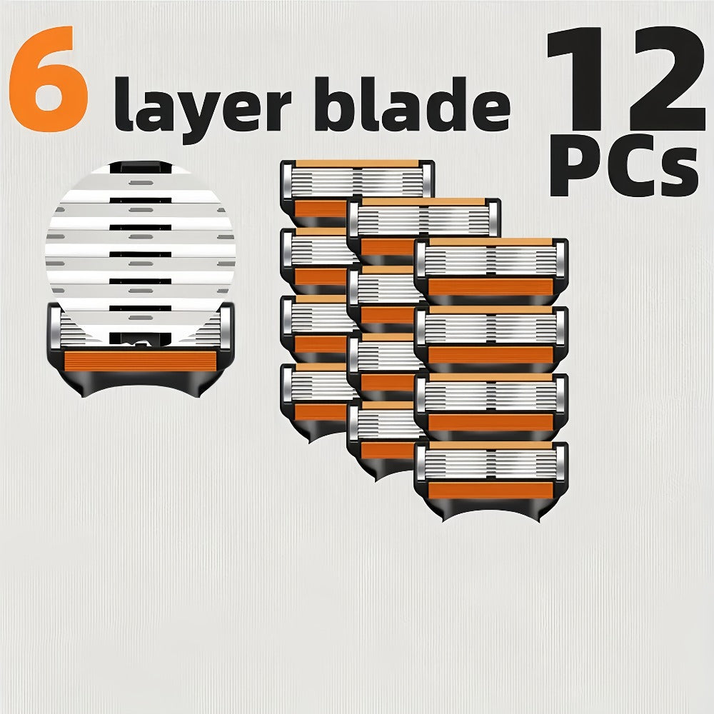 Fusion 5 Compatible Razor Blade Refills 6-Layer Stainless Steel with Free Handle – Men's Replacement Shaving Cartridges for B