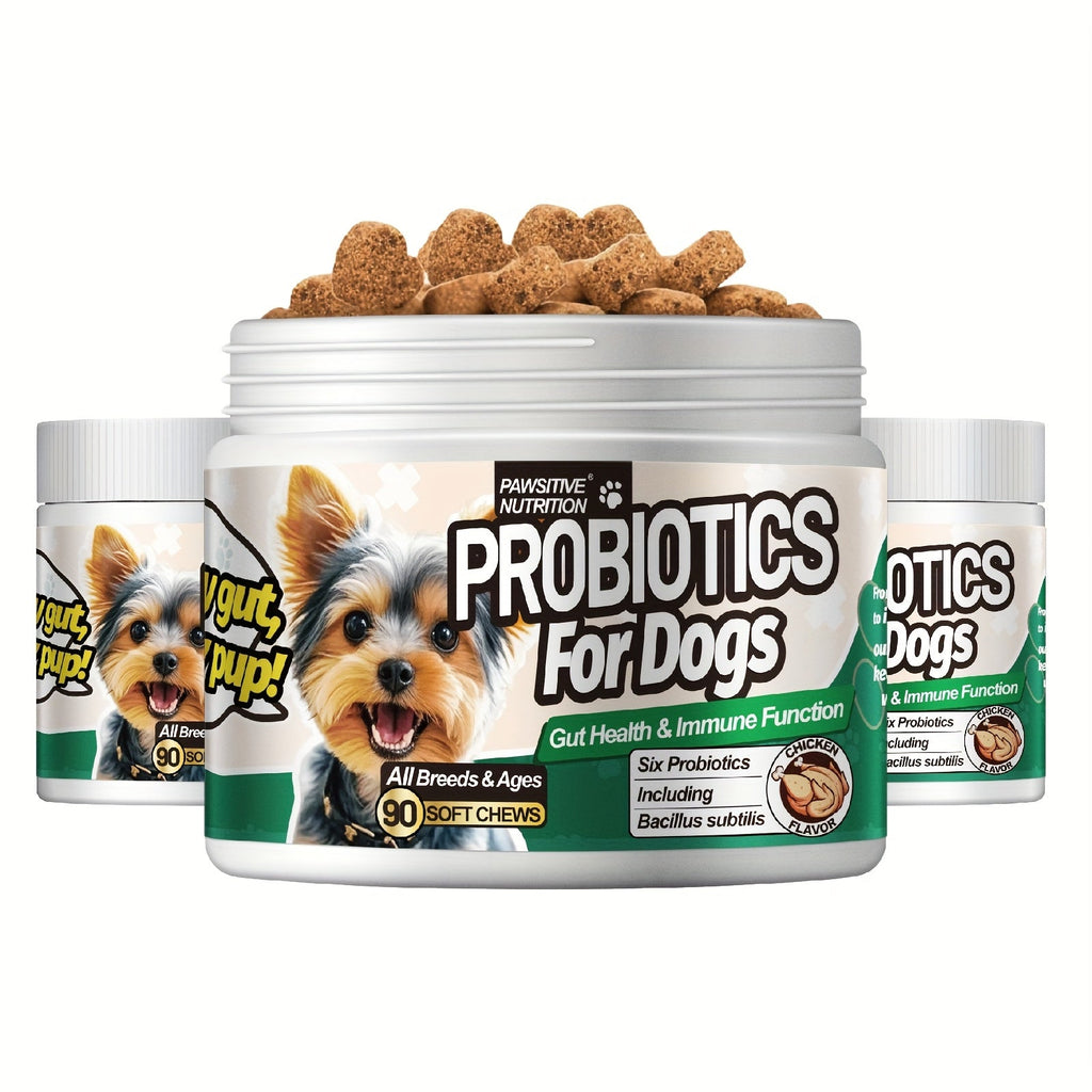 Dog Probiotic Soft Chews, Chicken Flavor, 90-Count Bottle with One- or Three-Bottle Checkout Options — image 1