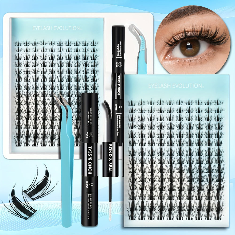 C-Curl Spike Lash Extension Kit with 140 Clusters in Mixed 8-18mm Lengths, Adhesive Tube and Curved Applicator — image 9