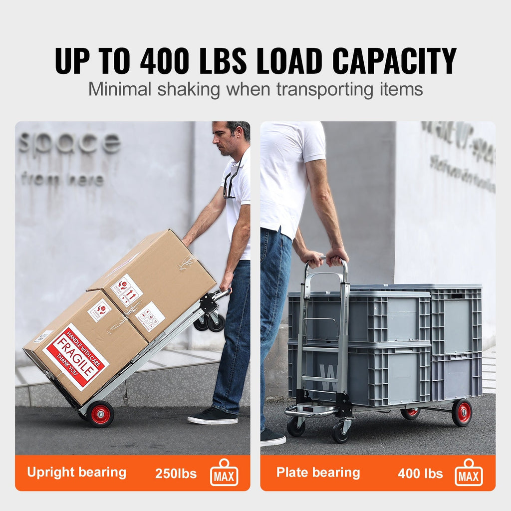 Convertible Folding Hand Truck and Platform Cart with 400 lb Platform and 250 lb Upright Load Labels — image 6