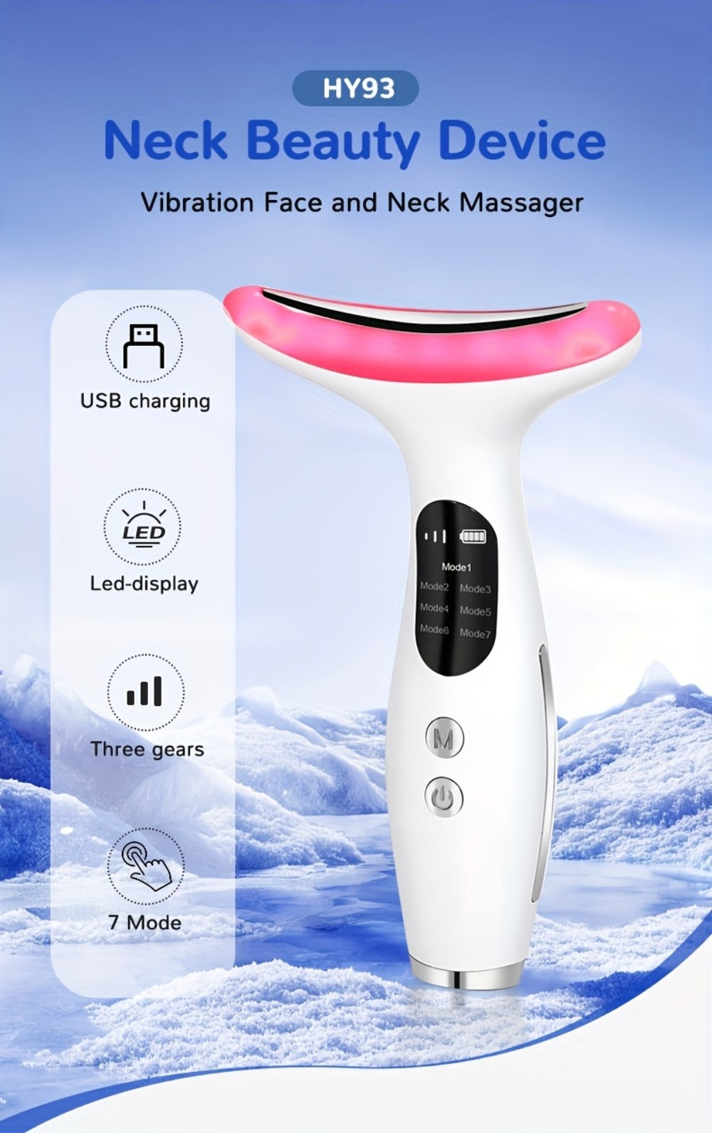 Face & Neck Massager Vibrating Rechargeable USB Device Adjustable Strength Eye Massage Beauty Tool for Women for Home or Salo