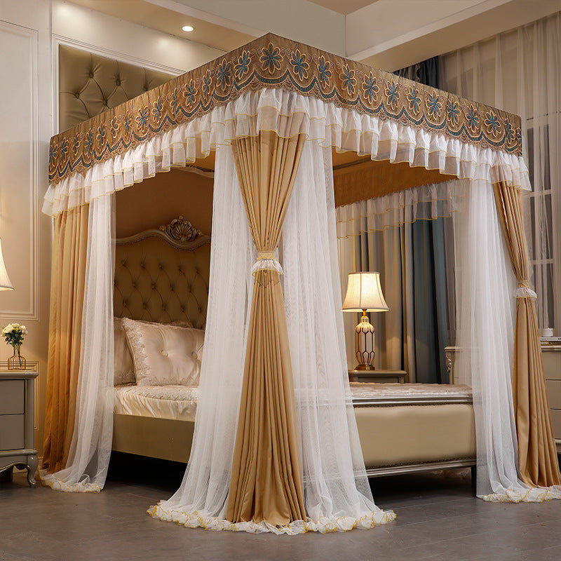 Double-layer Double-rod Three-door Bed Curtain Floor-to-ceiling Mosquito Net