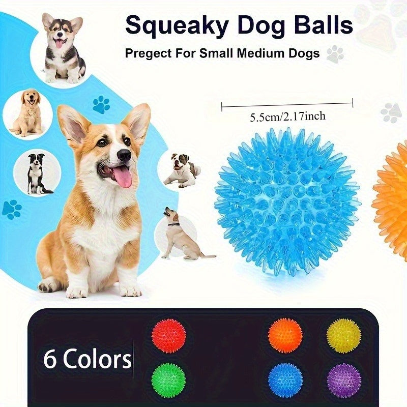 Dog Toy 12-Pack Random-Color Textured Rubber Squeaky Balls for Small and Medium Dogs, No Battery — image 4