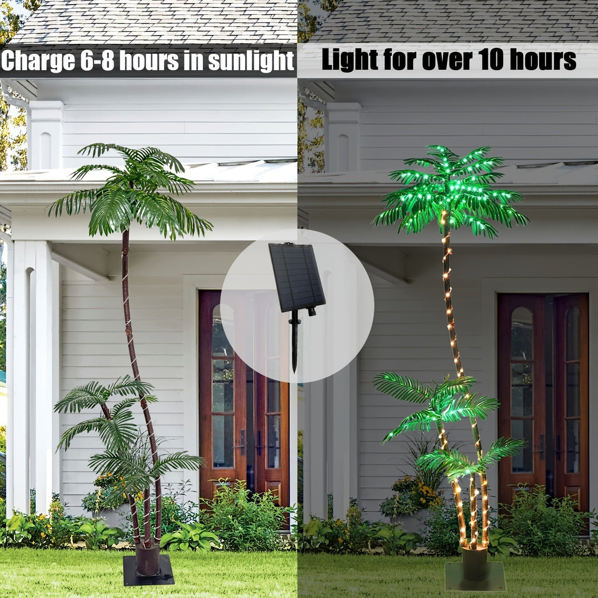 Solar Palm Tree Light 7ft 260 LED Outdoor Patio Tropical Decor Waterproof — image 7