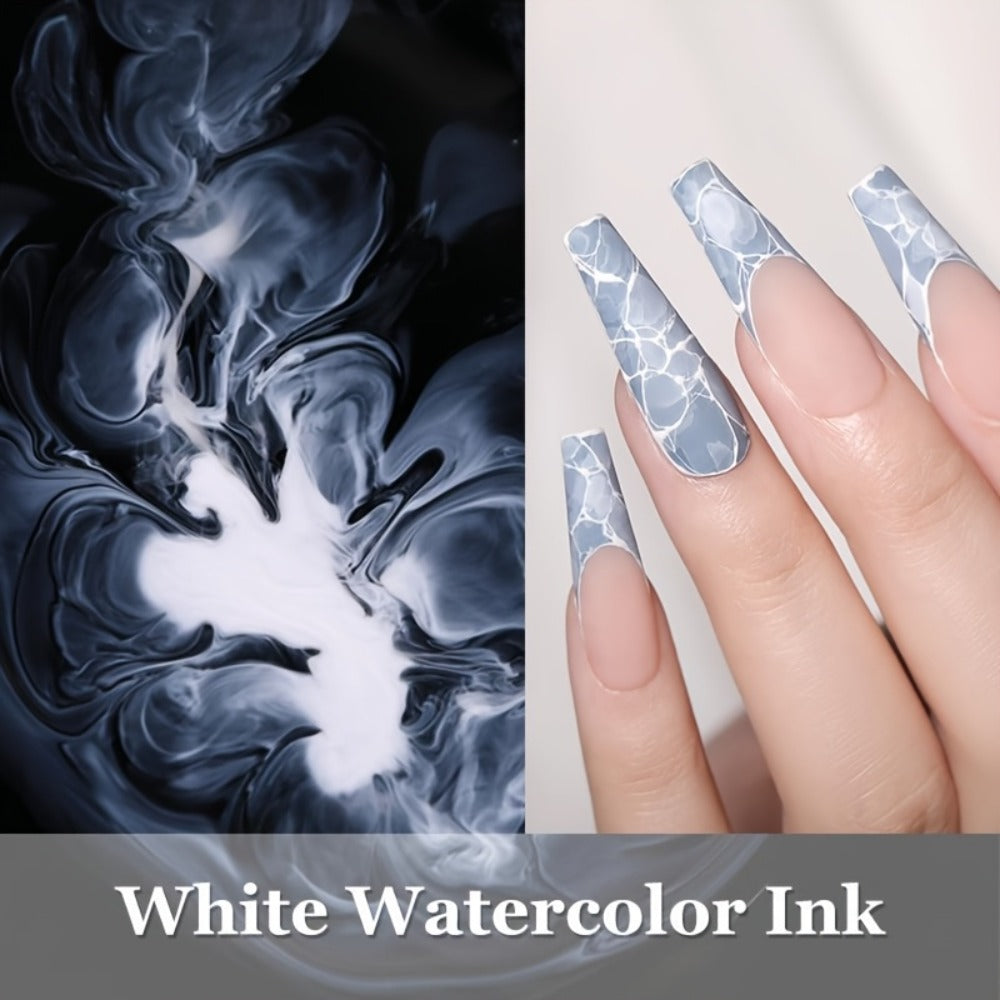 Gel Nail Polish Blooming White Watercolor Gel with Gradient Flower and Marble Effects for UV/LED Soak-Off Nail Art — image 7