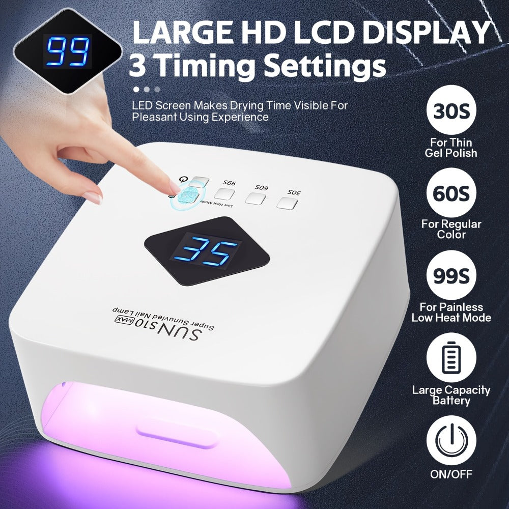 Rechargeable UV LED Nail Lamp 30 Beads, Professional Gel Nail Curing Light Cordless with 3 Timer Settings — image 7