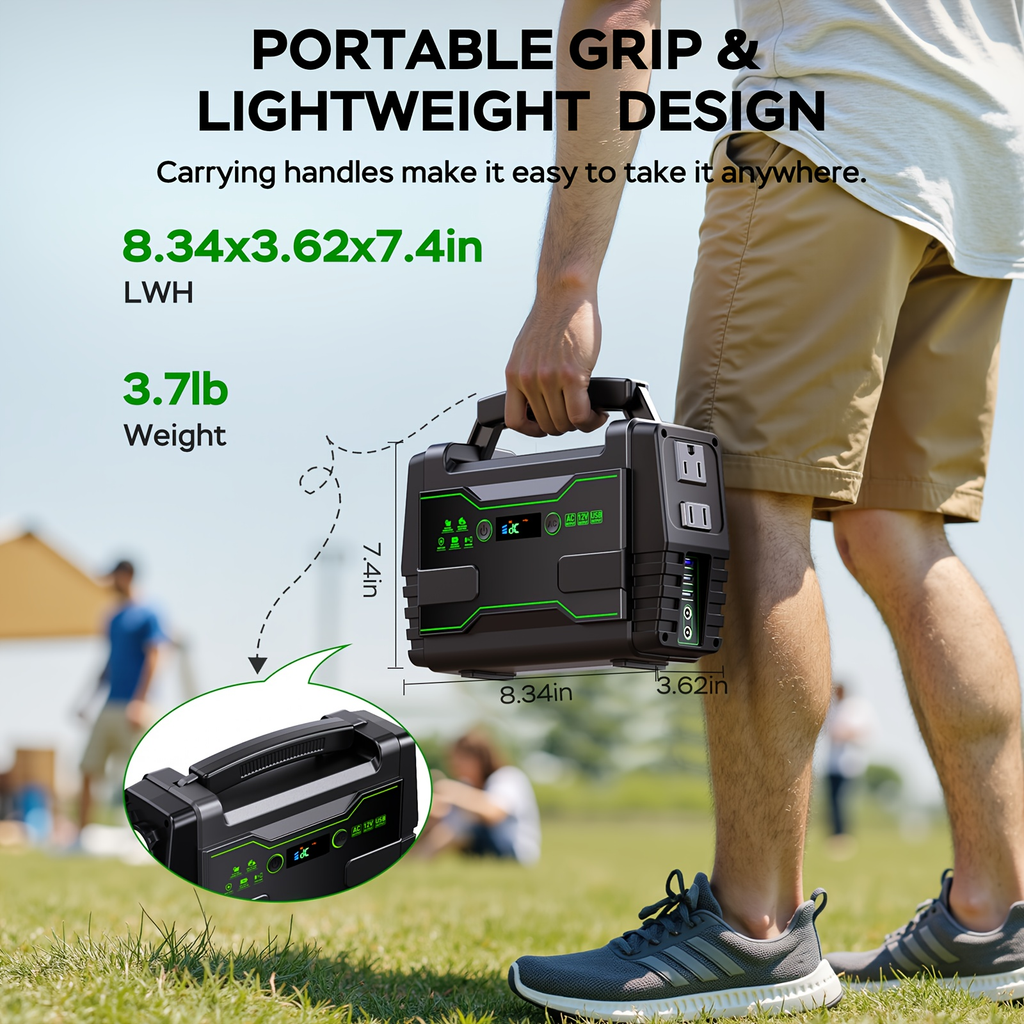 Portable Power Station 155Wh or 222Wh Configurations with AC Outlet, USB Ports, LED Light and Solar Option — image 10