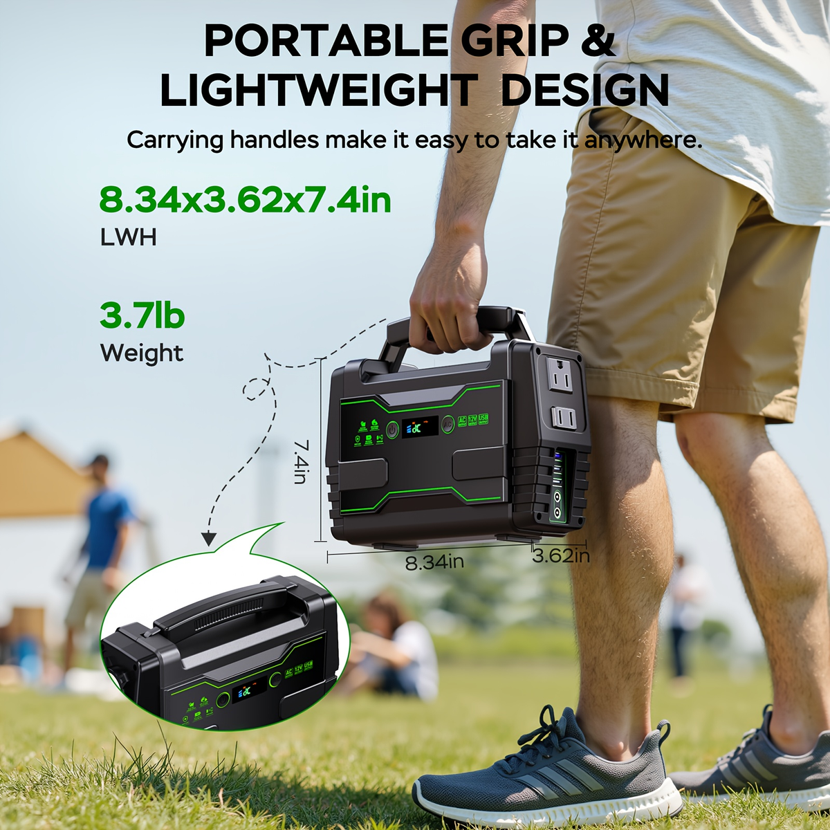 Portable Power Station 155Wh or 222Wh Configurations with AC Outlet, USB Ports, LED Light and Solar Option — image 10