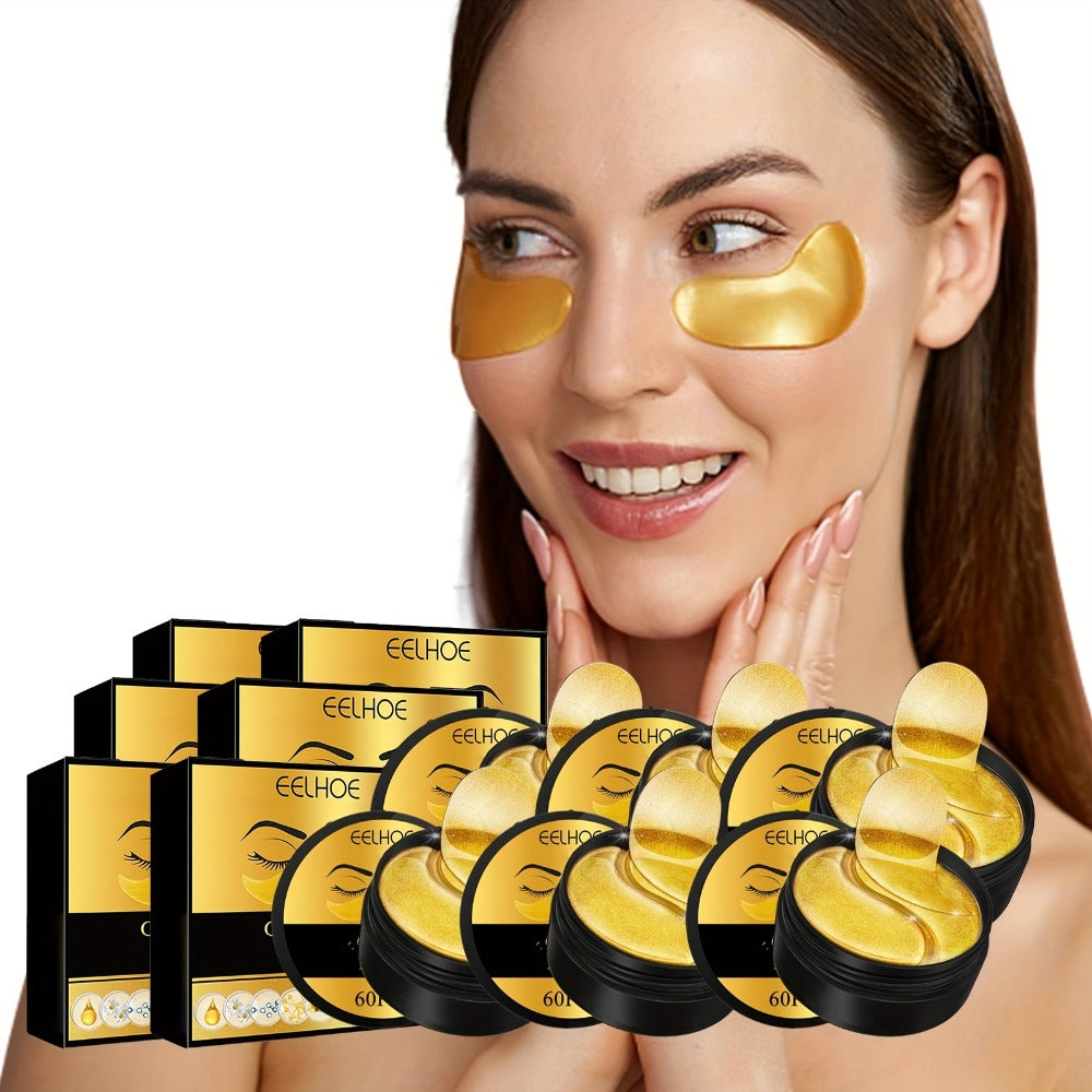 Under Eye Patches 120pcs (2 Boxes) with Hyaluronic Acid, Collagen & Glycerin – Gold Eye Mask for Dark Circles, Puffiness & Fi