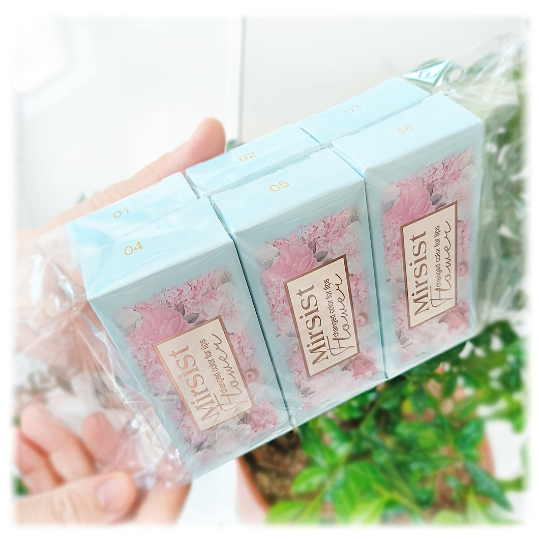 Flower Shaped pH Lip Balm Set 6pcs Individually Wrapped – Color Changing Transparent to Pink Tint, 6 Flavors Deep Moisturizin