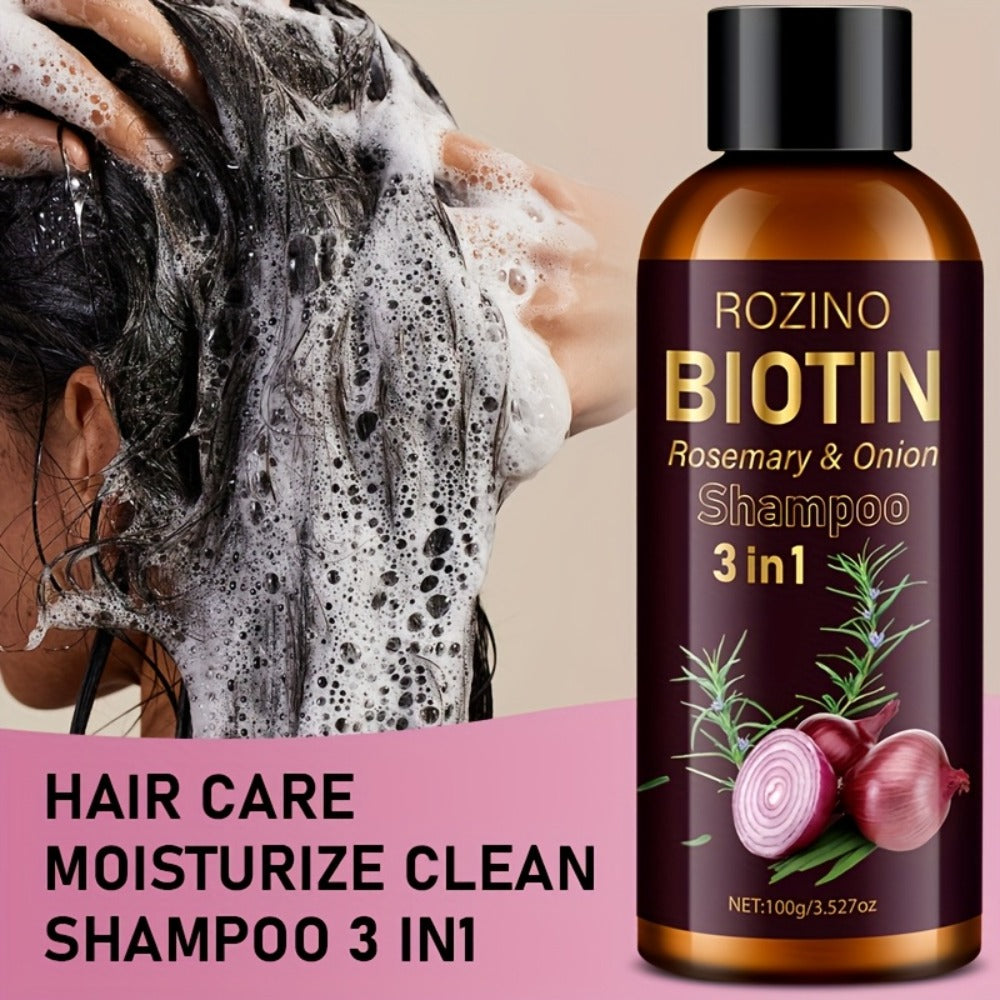 Onion Rosemary Biotin 3-in-1 Shampoo Bar for Hair Growth & Damaged Hair - Scalp Cleansing for Bath Time, Home Spa and Persona
