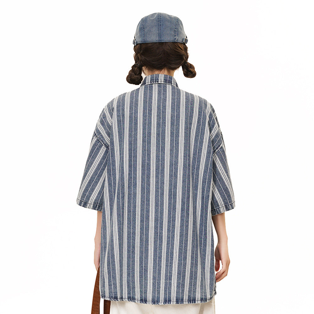 Vertical Stripes Loose Shirt Summer