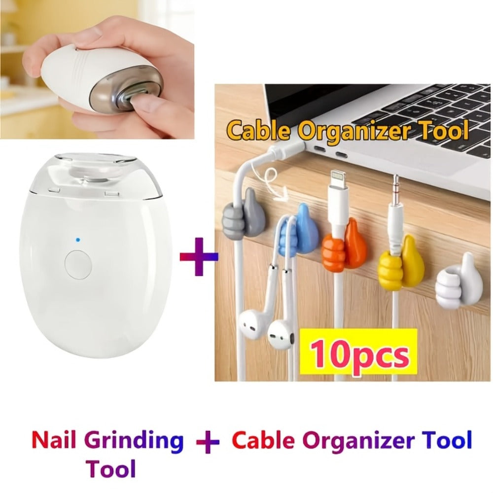 Electric Nail Clipper 2-in-1 Rechargeable USB Nail Trimmer Grinder Polisher Multifunctional Nail Care Tool — image 7