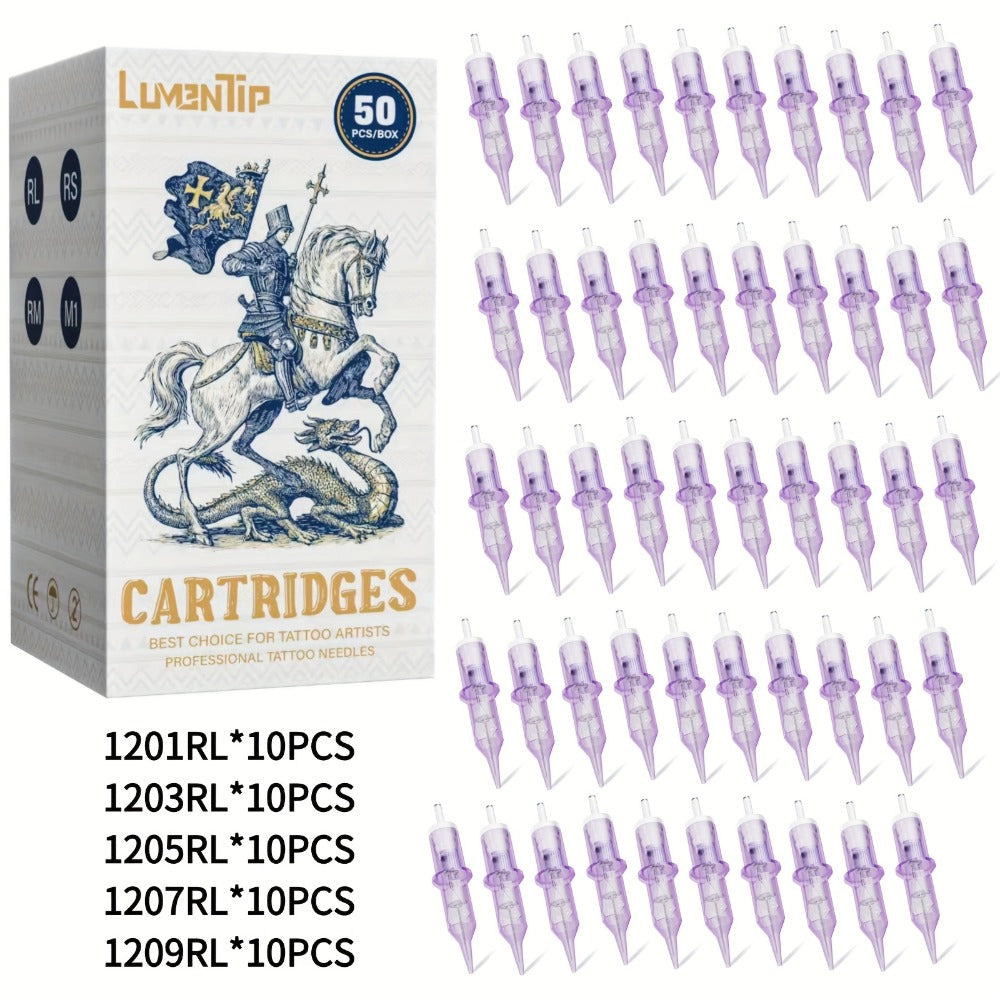 Tattoo Cartridge Needles with Lumentip Label, 50-Piece #12 Mixed or Round Liner Pack Choice — image 3