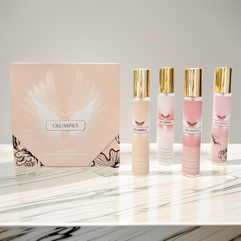 Perfume Gift Set MYSTICAL Four 20ml Eau de Parfum Spray Bottles with Gold Caps in Pink Floral Box — image 4