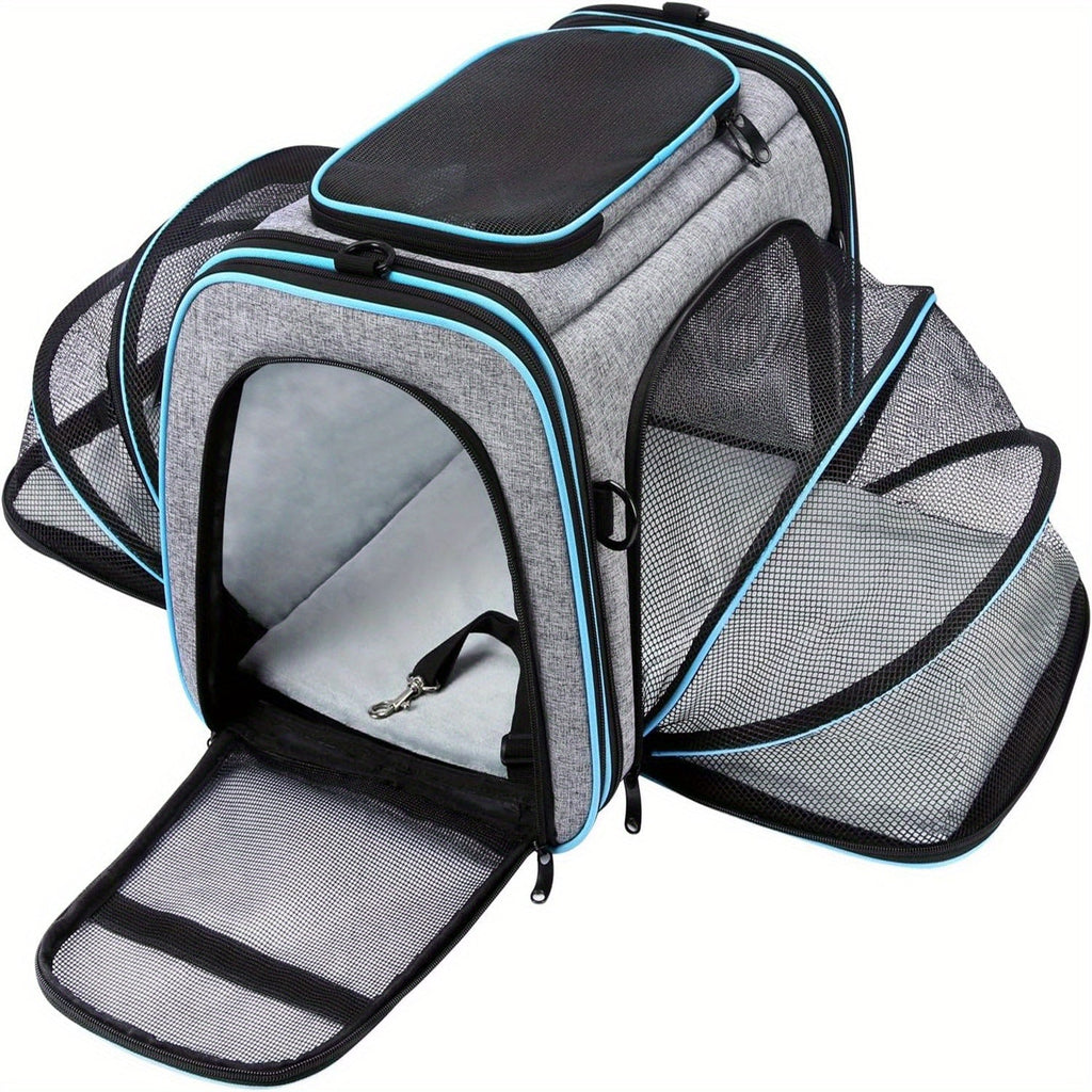 Expandable Pet Carrier Tote with Two Zip-Open Mesh Side Sections and Small or Large Size Options — image 1