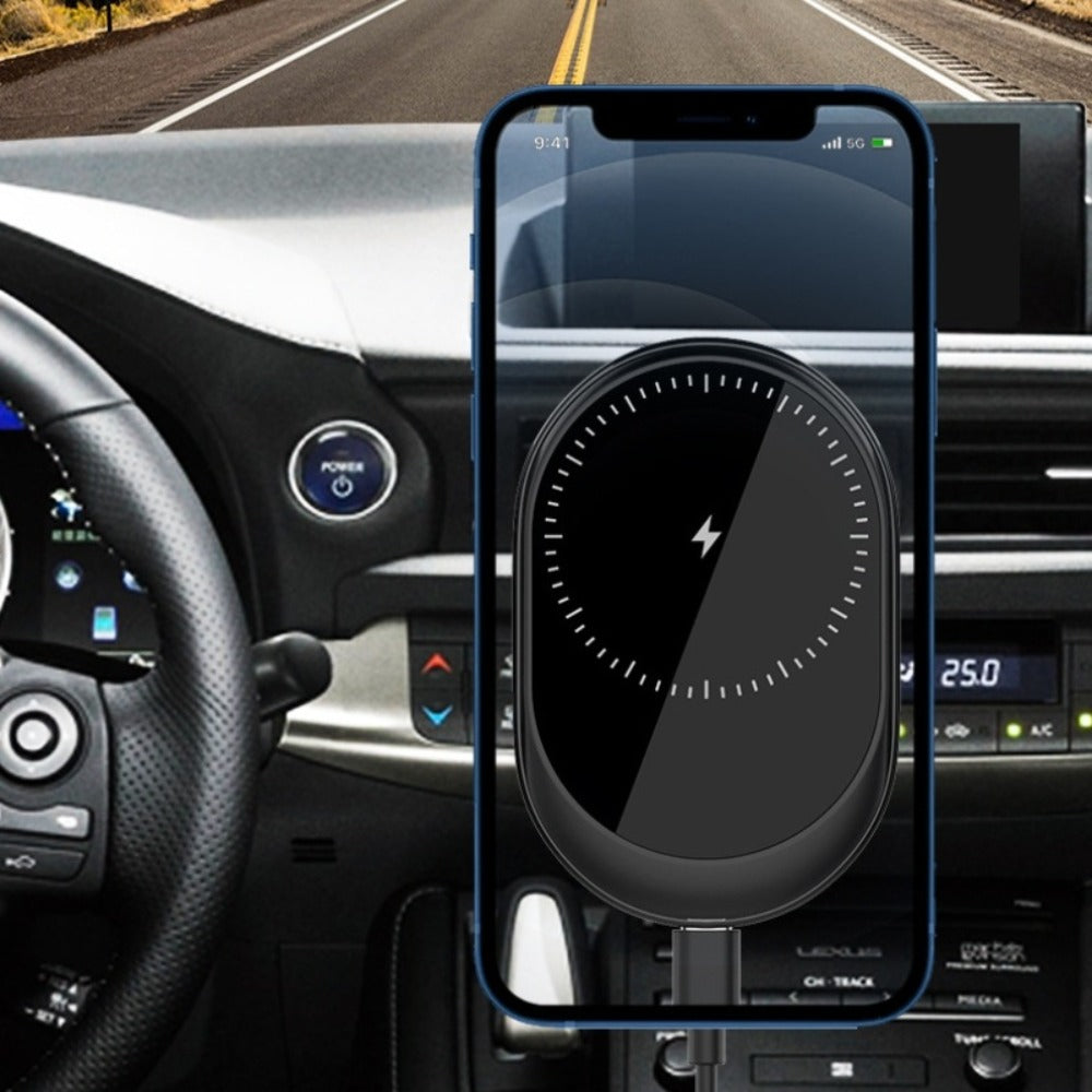 Magnetic Wireless Car Charger Phone Mount 15W Fast Charging – 360° Rotation Air Vent Car Phone Holder Compatible with iPhone 