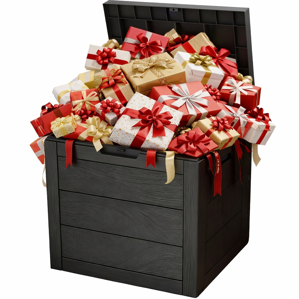 Deck Box Flip Top Resin Secure Lid | Patio Pool Backyard Cushion Garden — image 1