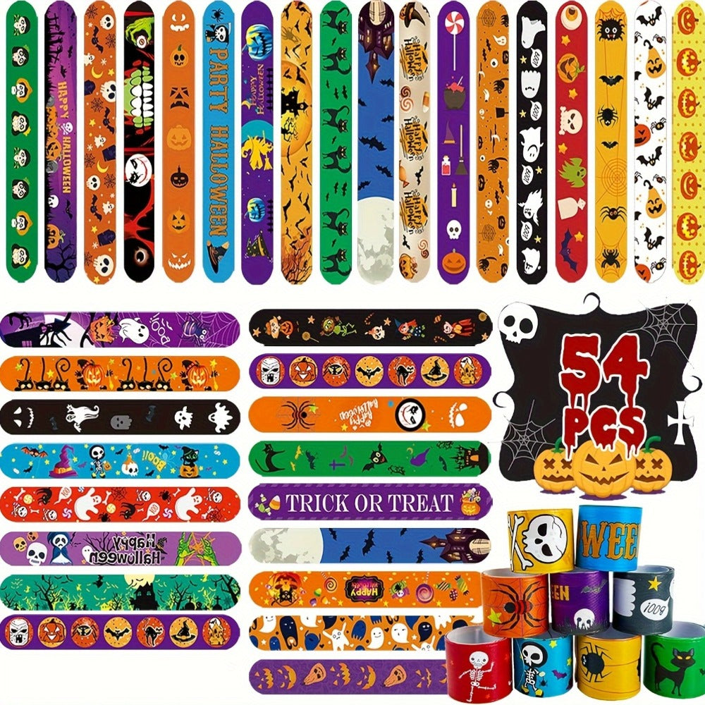 Halloween Slap Bracelets Bulk for Kids, 54/100PCS Halloween Party Favors for Boys & Girls, Spooky Bag Stuffers — image 1