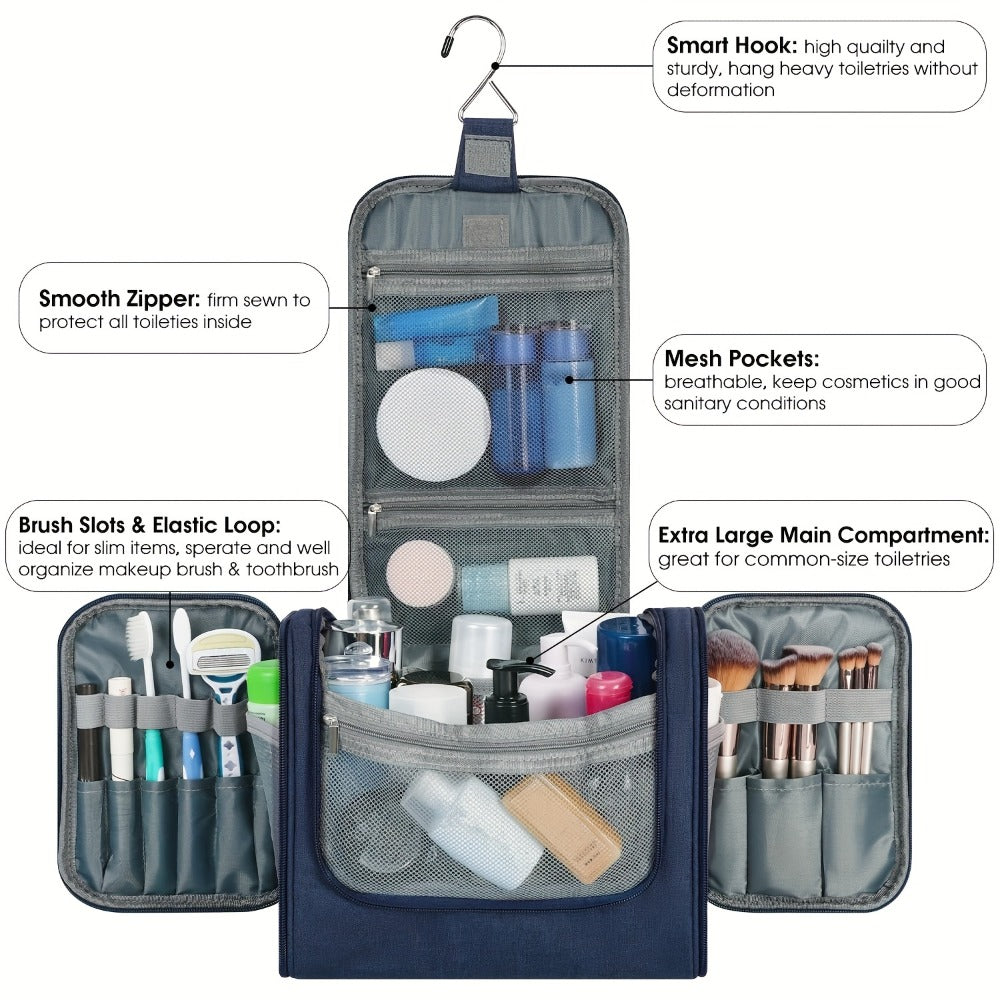 Toiletry Bag, Hanging Multi-Pocket Shower Organizer Metal Hook, Carry Handle and Seven Print — image 25
