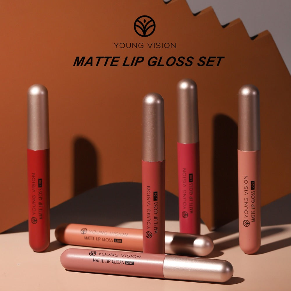 Liquid Matte Lipstick Set 6 Pcs Nude Shades Waterproof High Pigment Velvet Smudge Proof Lip, for Makeup, Travel and Everyday 