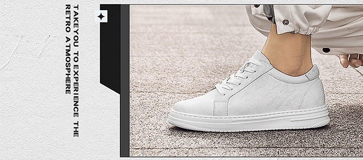 Mens Invisible Height Increasing Thick Soled Elevating Shoes Mens Casual White Trendy Athletic Sneakers