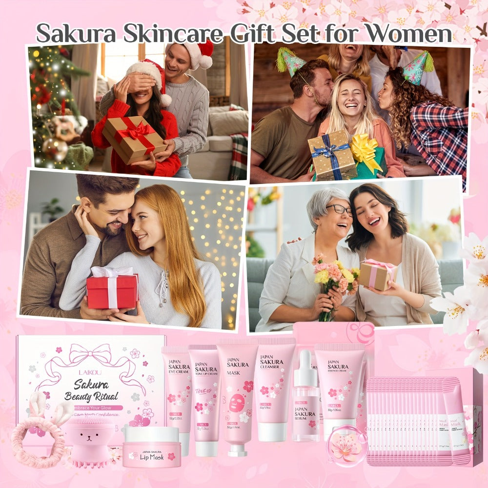 Sakura Skincare Gift Set with Mini and Full Routine Options, Pink Packaged Facial-Care Items and Accessories — image 9