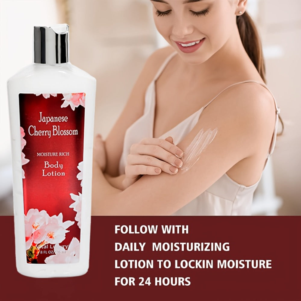 Cherry Blossom Gift Set for Women Body Lotion and Body Mist Japanese Sakura Fragrance Moisturizing Softening Skin Care Set — 