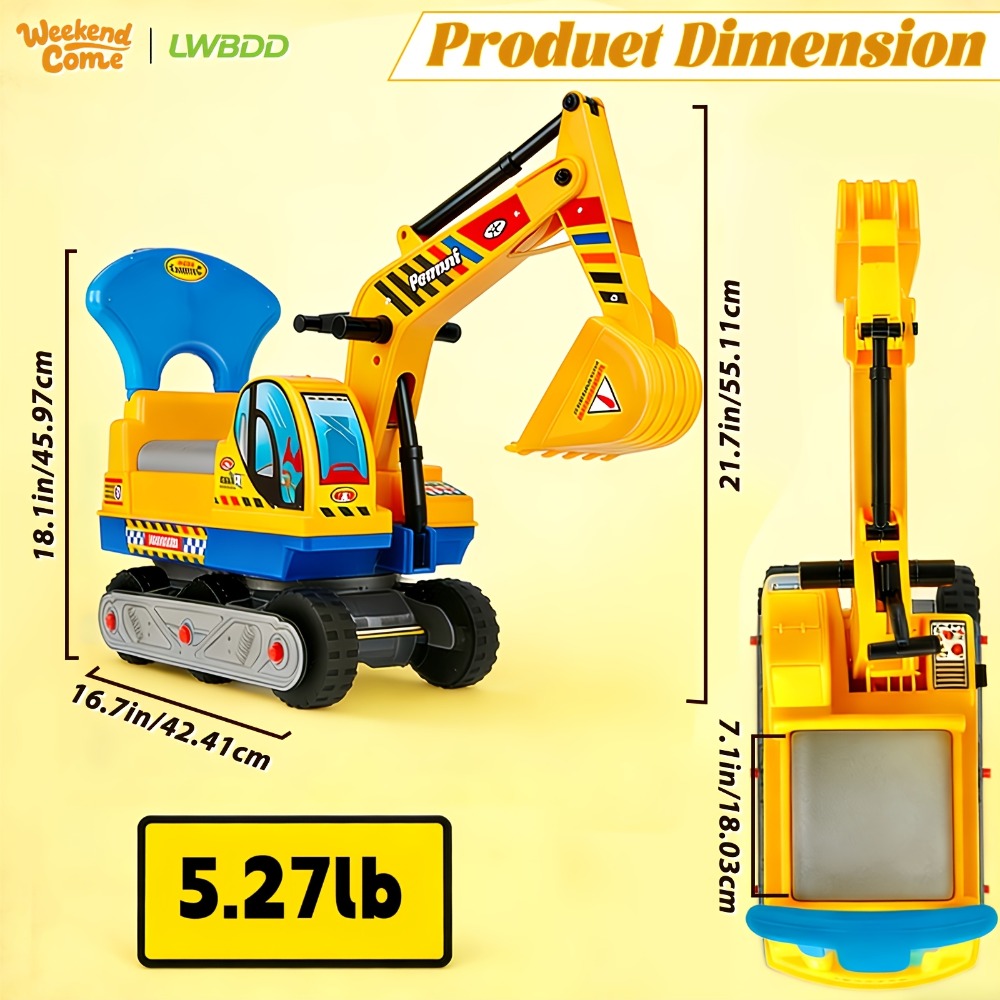 Ride-On Excavator Toy for Kids with Manual Digging Arm with the Listed Color, Size or Set Options for Everyday Use — image 3