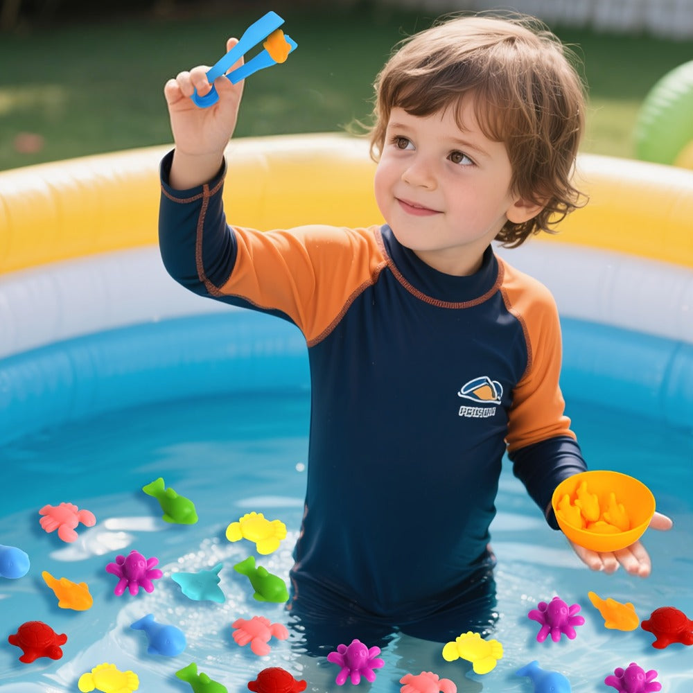 Ocean Animals Color Sorting Toy 64pcs with Sorting Bowl, Toddler Counting Matching Math Learning Activity — image 4