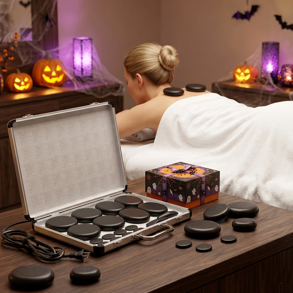 18-Piece Basalt Hot Stone Massage Set with Warmer, 4 Sizes for Full Body Deep Relaxation, Professional — image 12