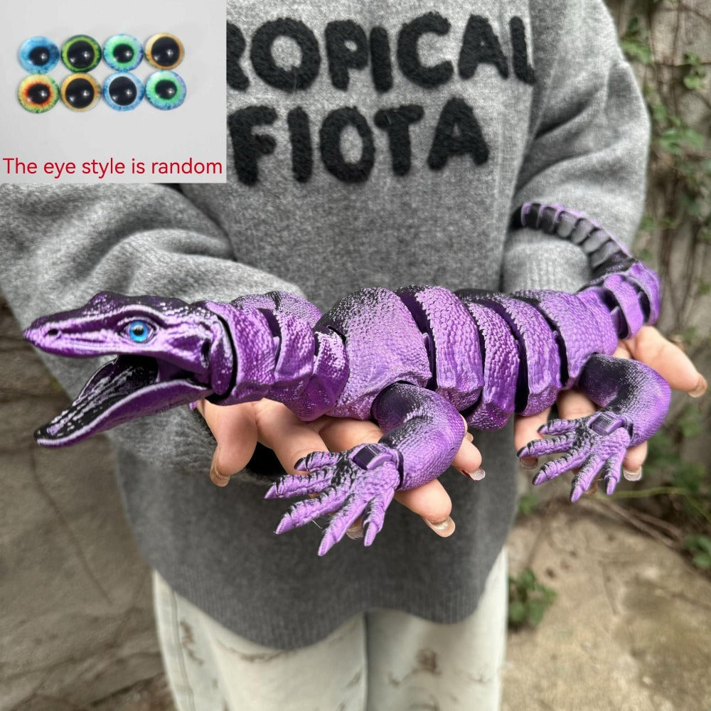 Giant Lizard Figurine 21 Inch 3D Printed – Realistic Reptile Animal Model Openable Mouth Easy 3-Part Assembly 7 Color Styles 