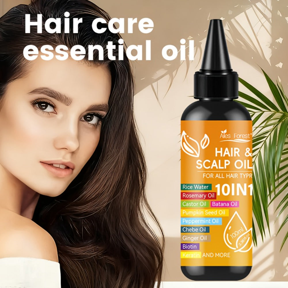Hair Oil 10-in-1 100ml Pointed-Applicator Bottle with Ginger, Rosemary, Castor, Batana, Rice Water and Biotin — image 5
