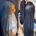 Thirty-Inch Box-Braid Wig with 360 Lace Cap and Four Black, Blonde, Burgundy or Auburn Options — image 14